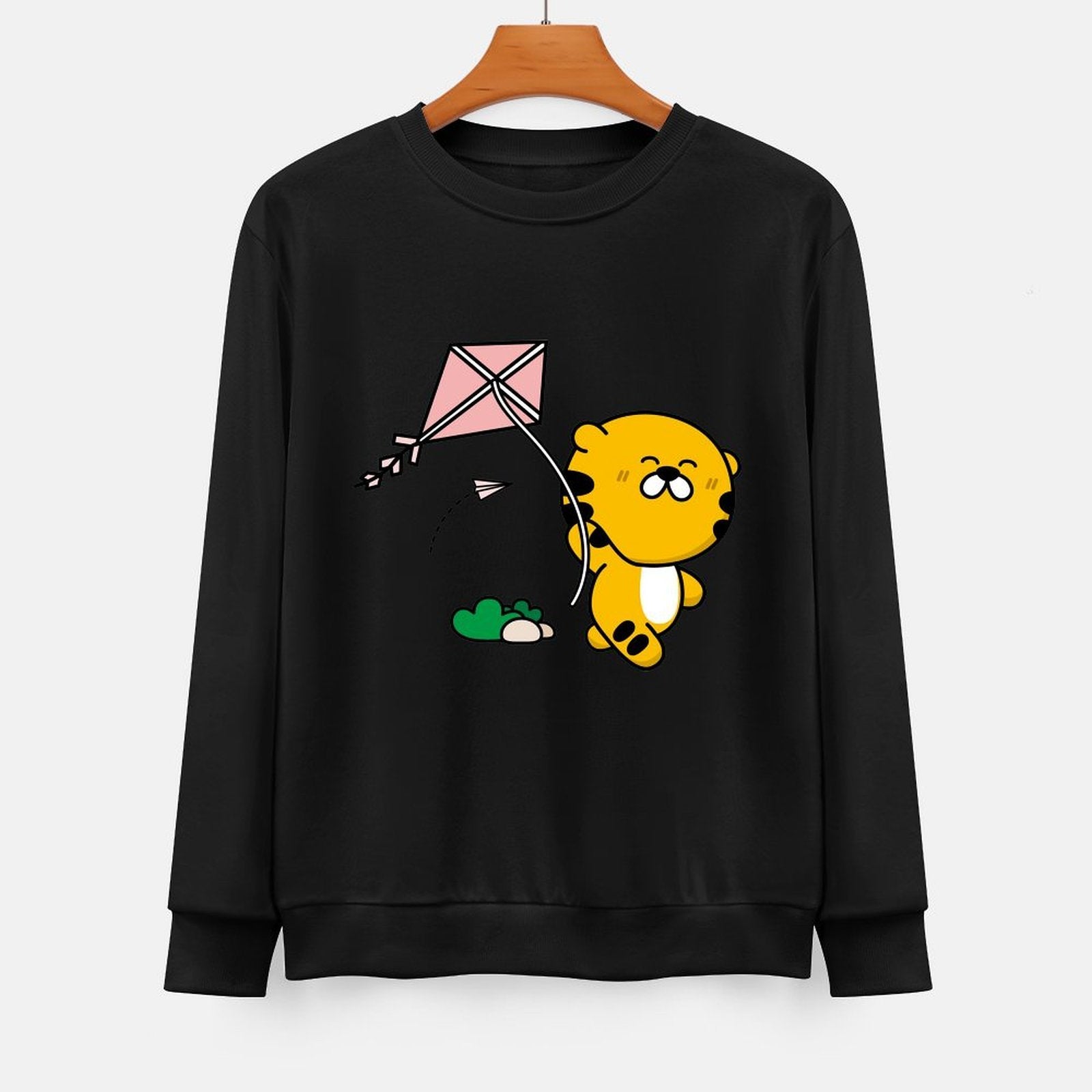 Front Patterned Long Sleeve TopPlain Vibrant Colors